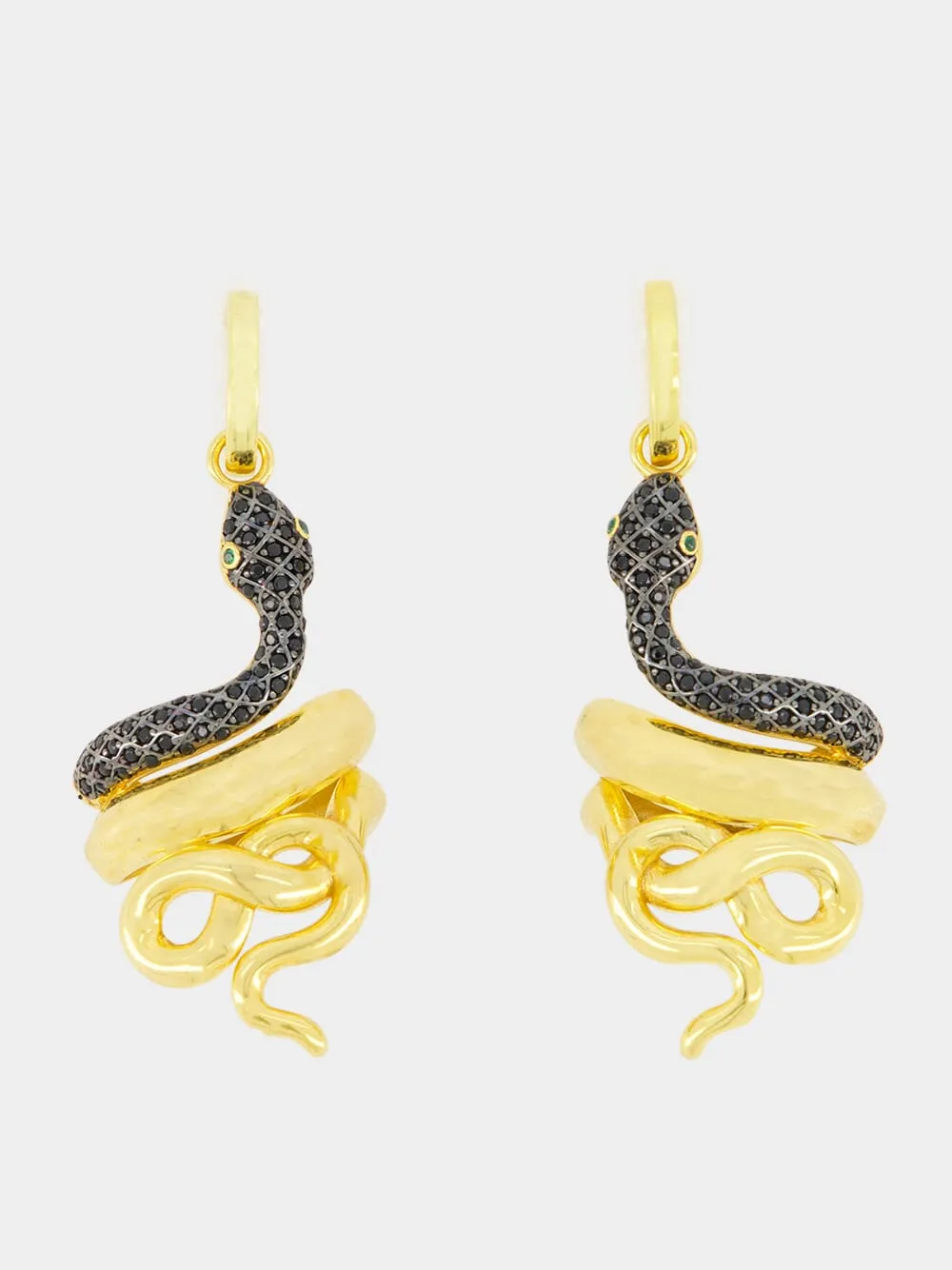 Gold-Plated Serpentino Hoop Earrings in Black sold by Fashion Clinic product image thumbnail 2