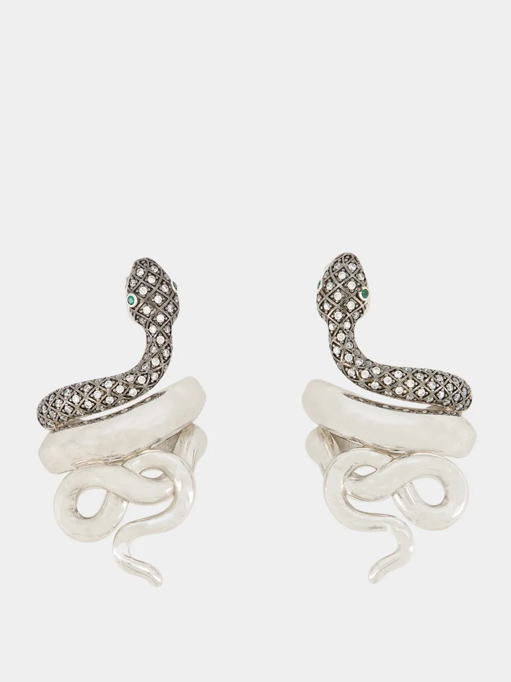 Platinum-Plated Snake Earrings sold by Fashion Clinic