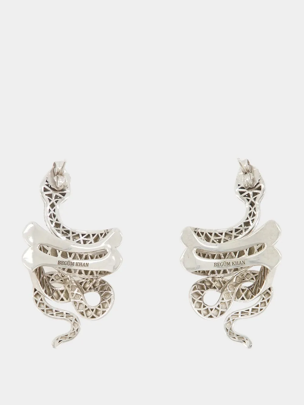 Platinum-Plated Snake Earrings sold by Fashion Clinic product image thumbnail 2
