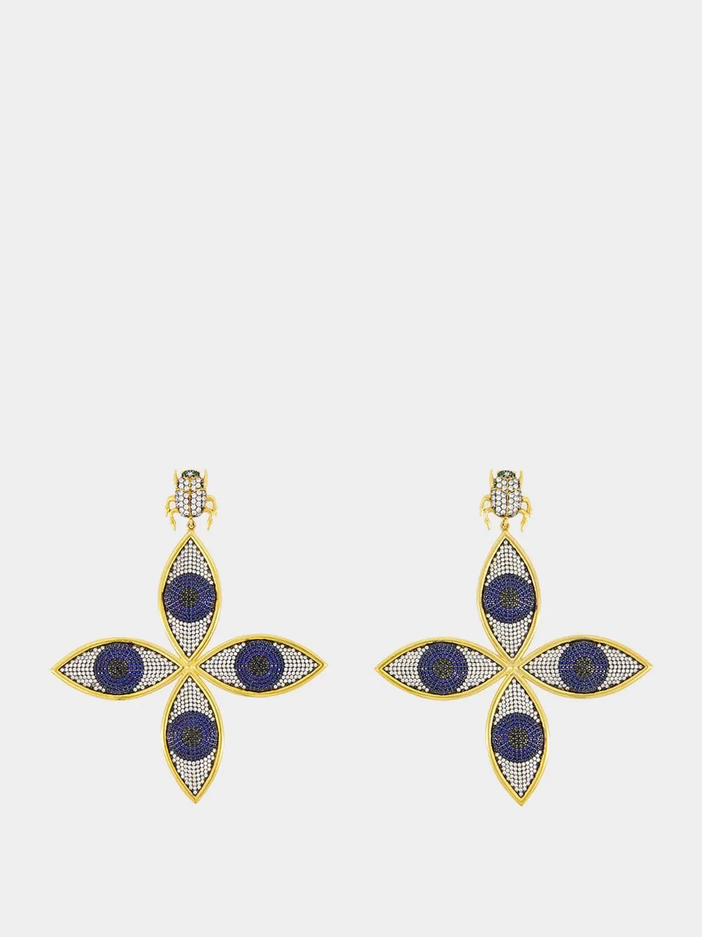 Crystal and Navy Scarab Horus Earrings sold by Fashion Clinic