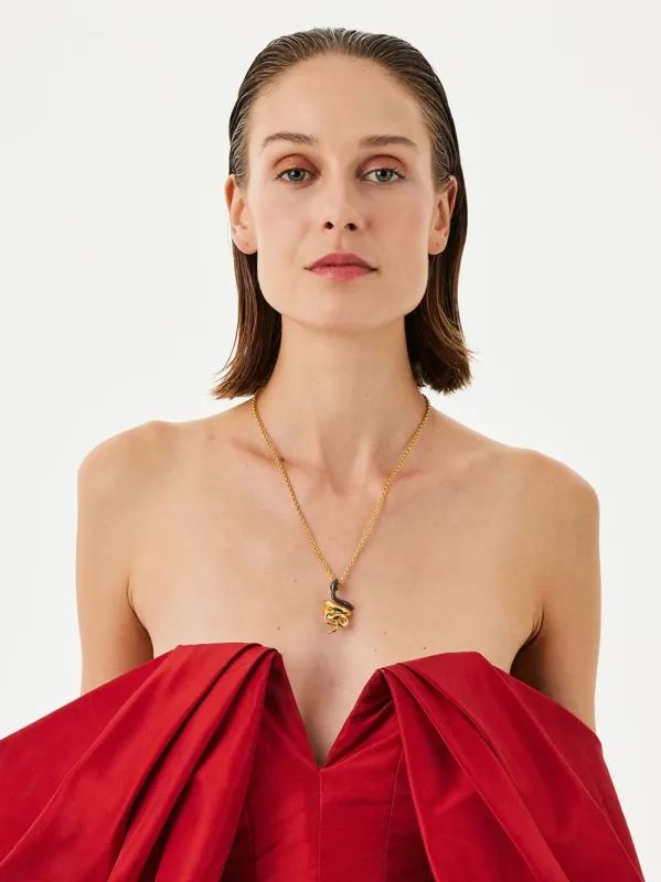 Gold-Plated Serpentino Necklace in Black sold by Fashion Clinic