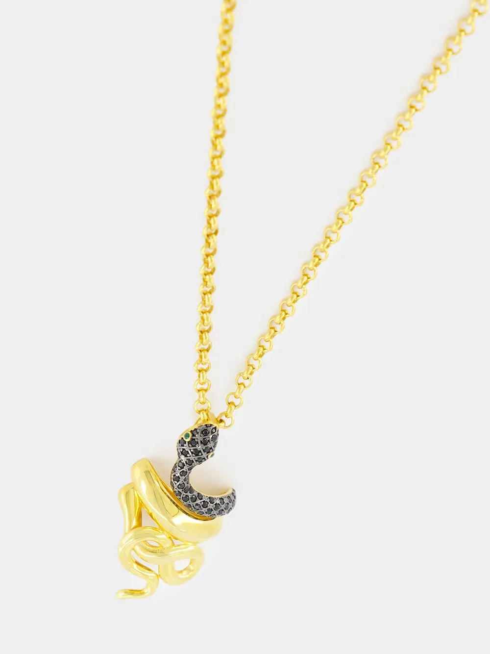 Gold-Plated Serpentino Necklace in Black sold by Fashion Clinic product image thumbnail 3