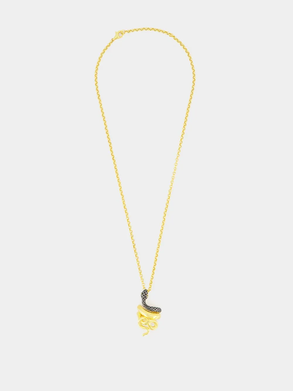 Gold-Plated Serpentino Necklace in Black sold by Fashion Clinic product image thumbnail 2