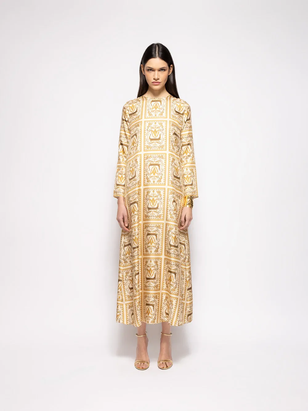 Gray Crocoprint Printed Silk Twill Dress sold by Fashion Clinic product image thumbnail 2