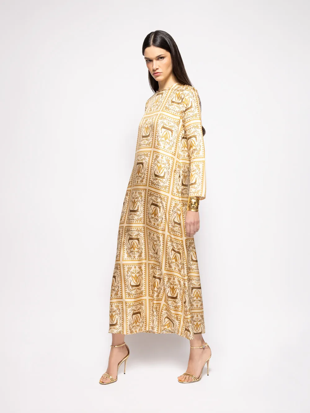 Gray Crocoprint Printed Silk Twill Dress sold by Fashion Clinic product image thumbnail 5