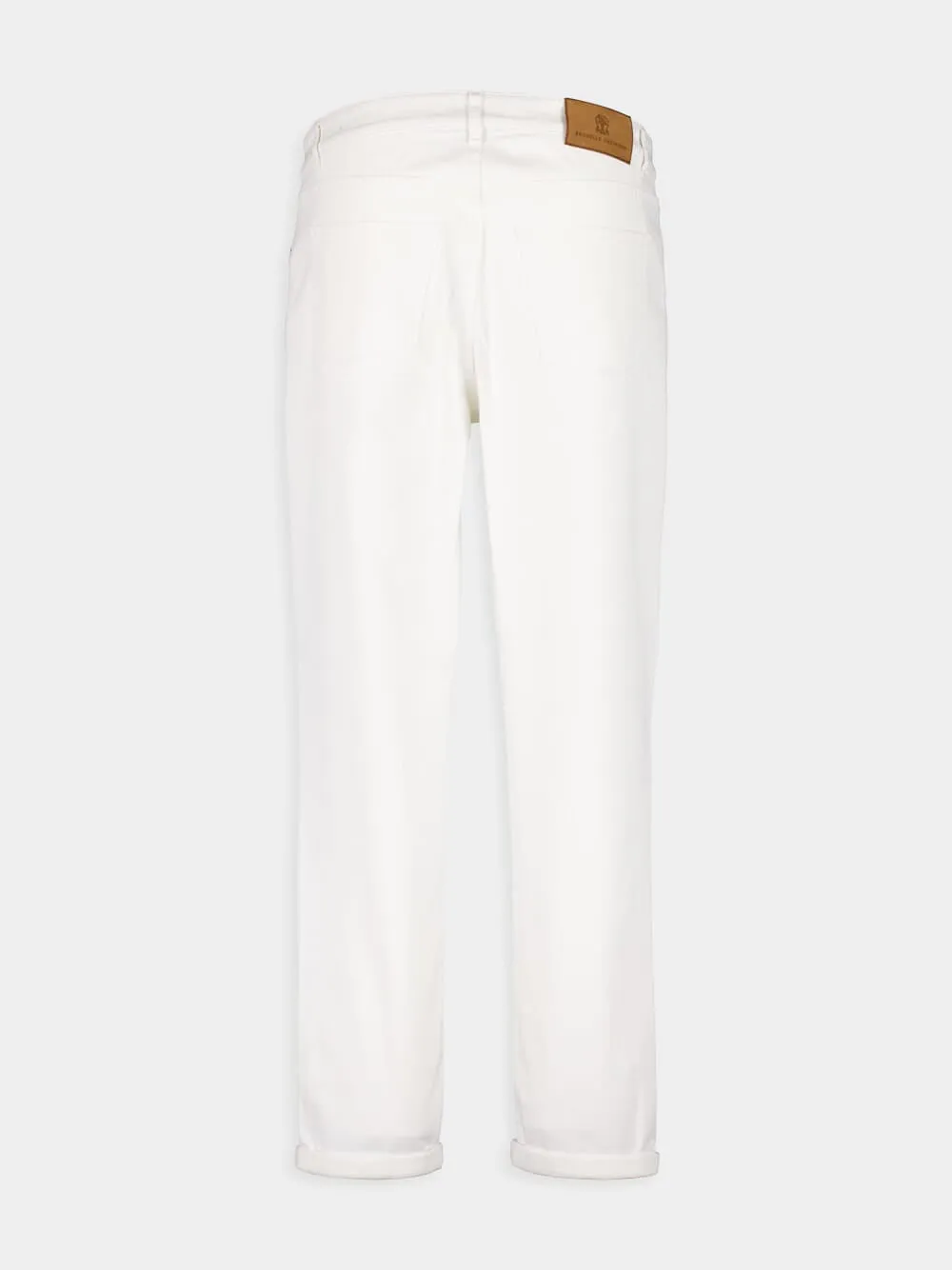 White Lightweight Denim Five-Pocket Trousers sold by Fashion Clinic product image thumbnail 4