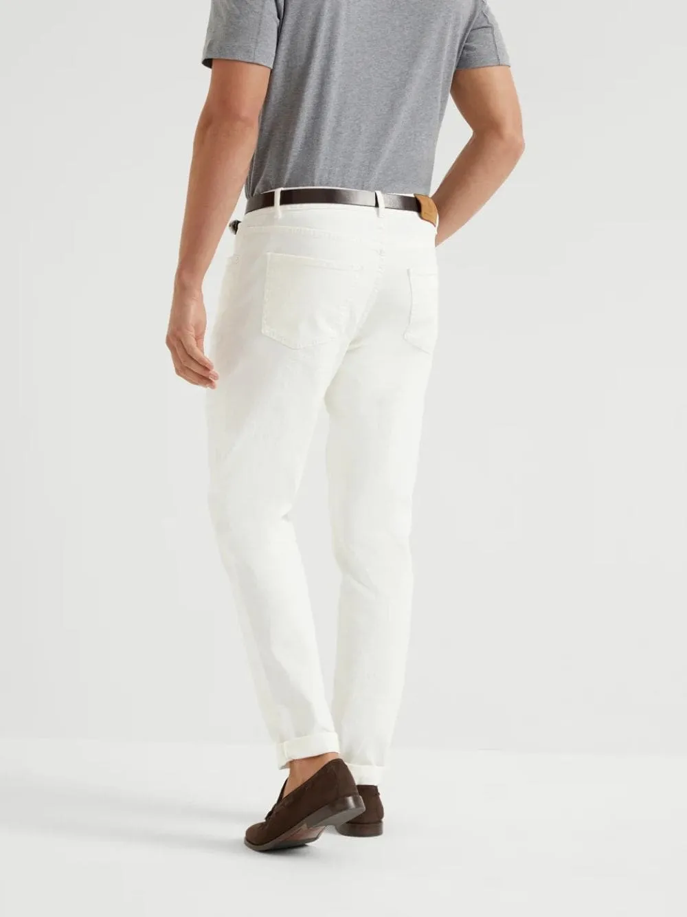 White Lightweight Denim Five-Pocket Trousers sold by Fashion Clinic product image thumbnail 3
