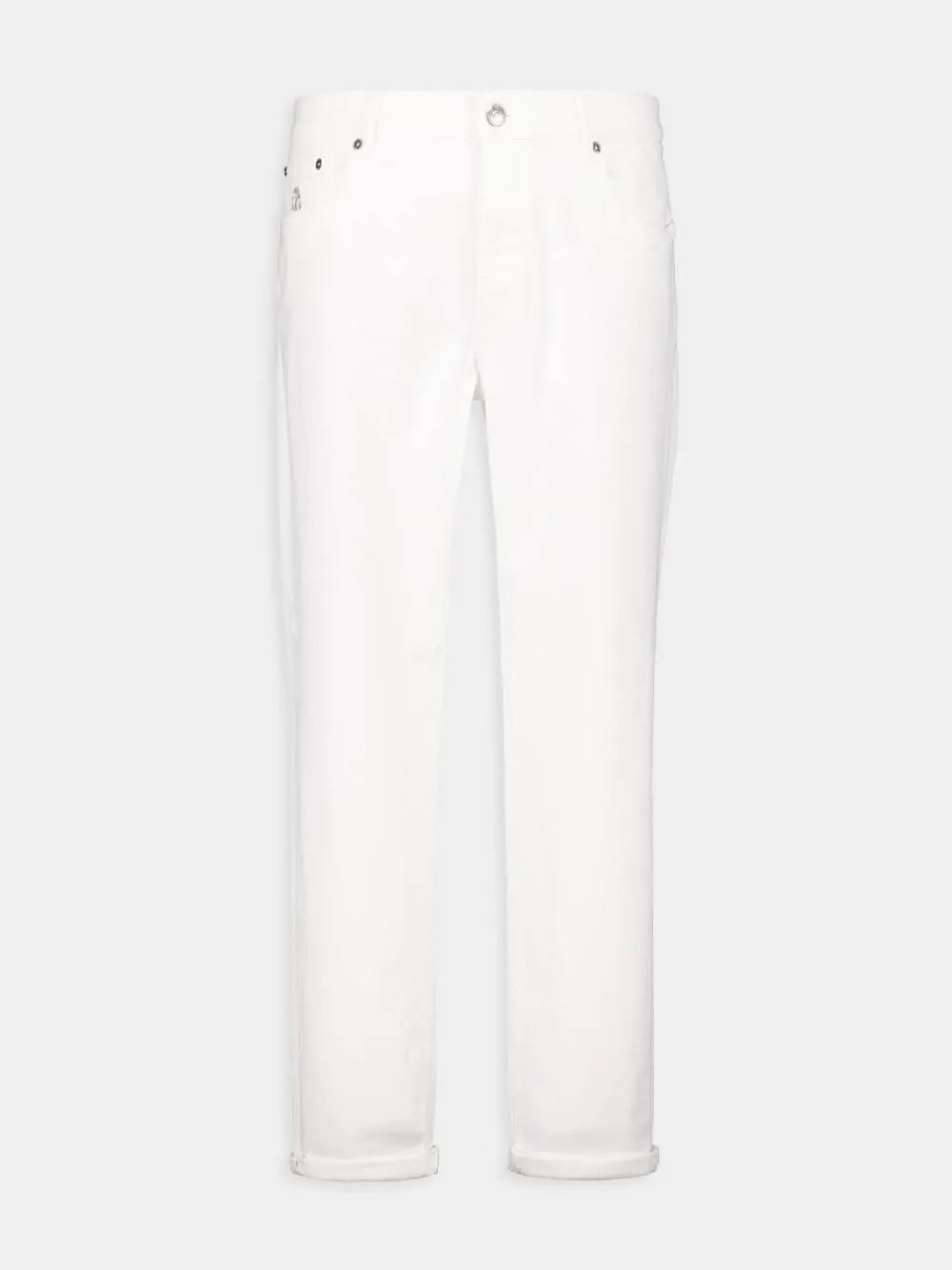 White Lightweight Denim Five-Pocket Trousers sold by Fashion Clinic product image thumbnail 2