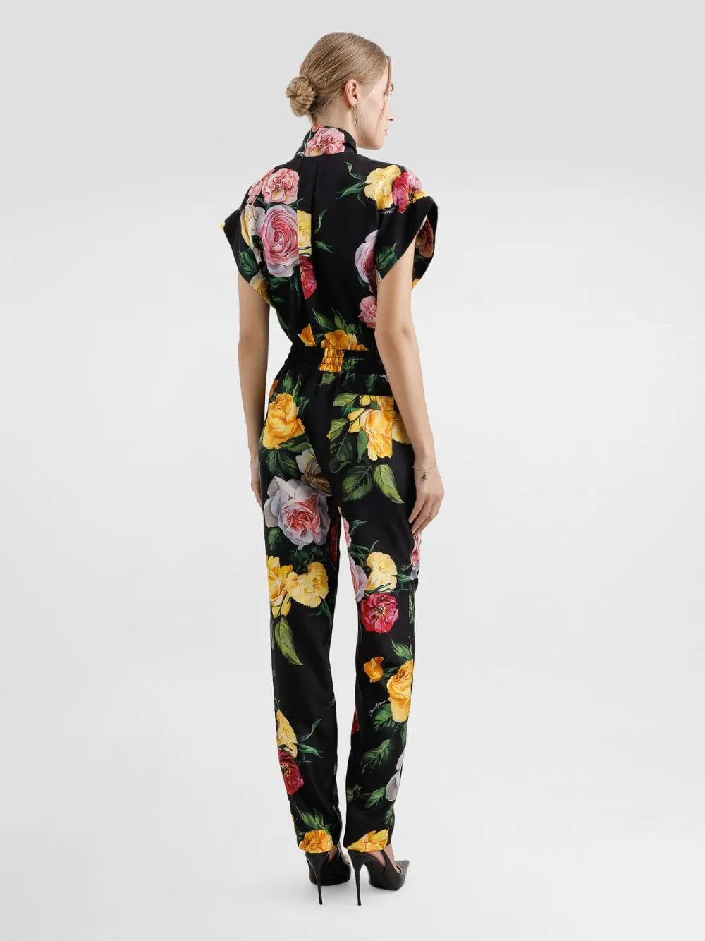 Black Silk Shirt with Peony & Rose Print sold by Fashion Clinic product image thumbnail 3