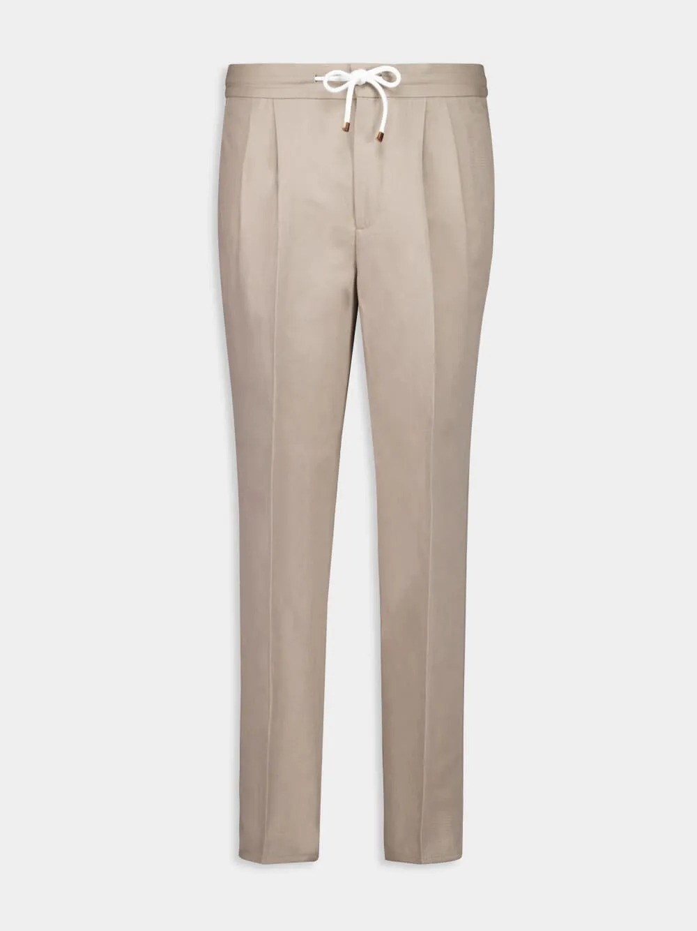 Beige Tapered-Leg Trousers sold by Fashion Clinic