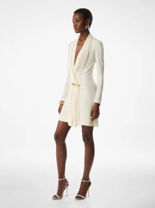 Ivory V-Neck Long Sleeve Cocktail Dress sold by Fashion Clinic