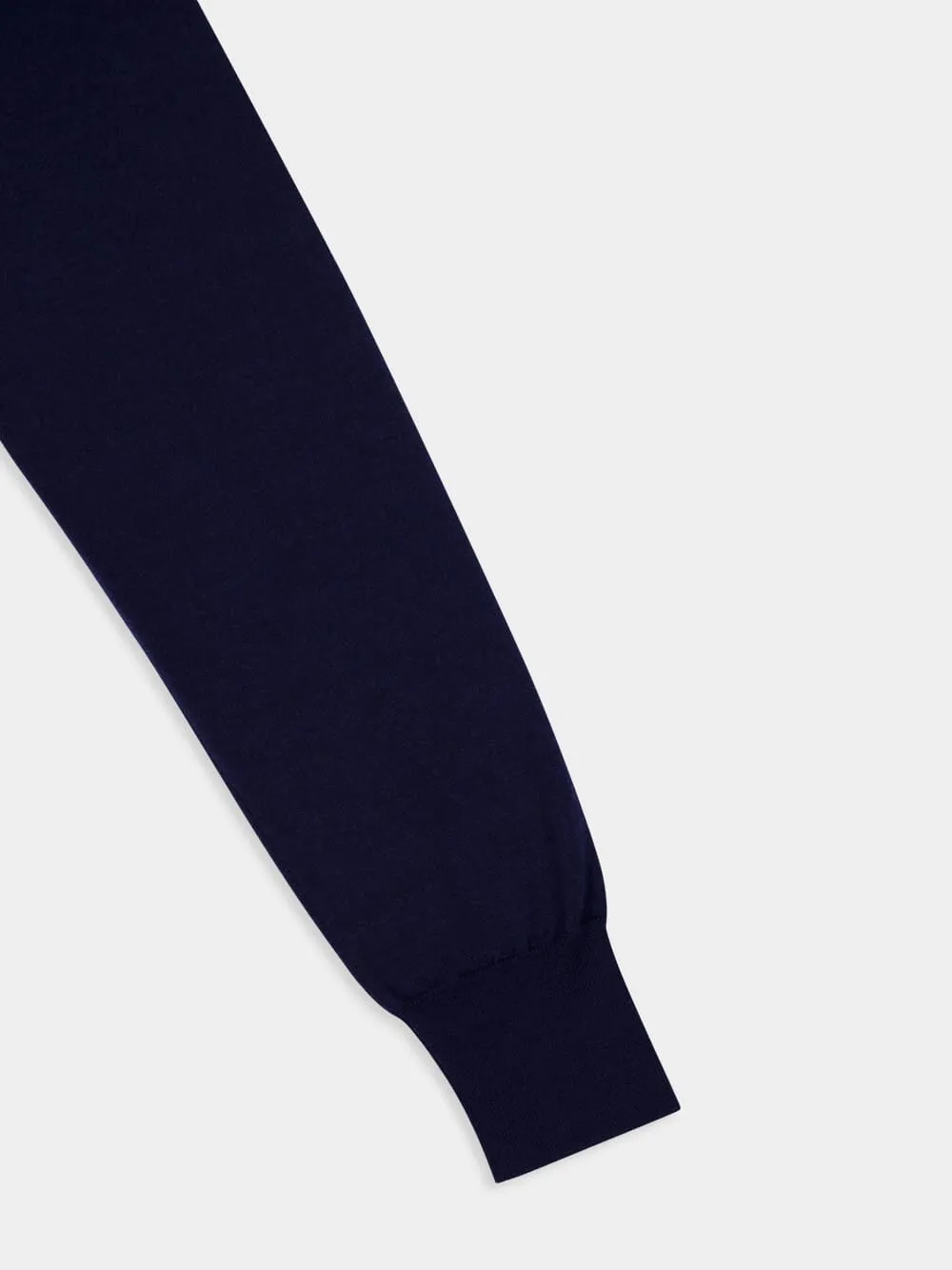 Navy Blue Long-Sleeve Wool Silk Polo sold by Fashion Clinic product image thumbnail 4