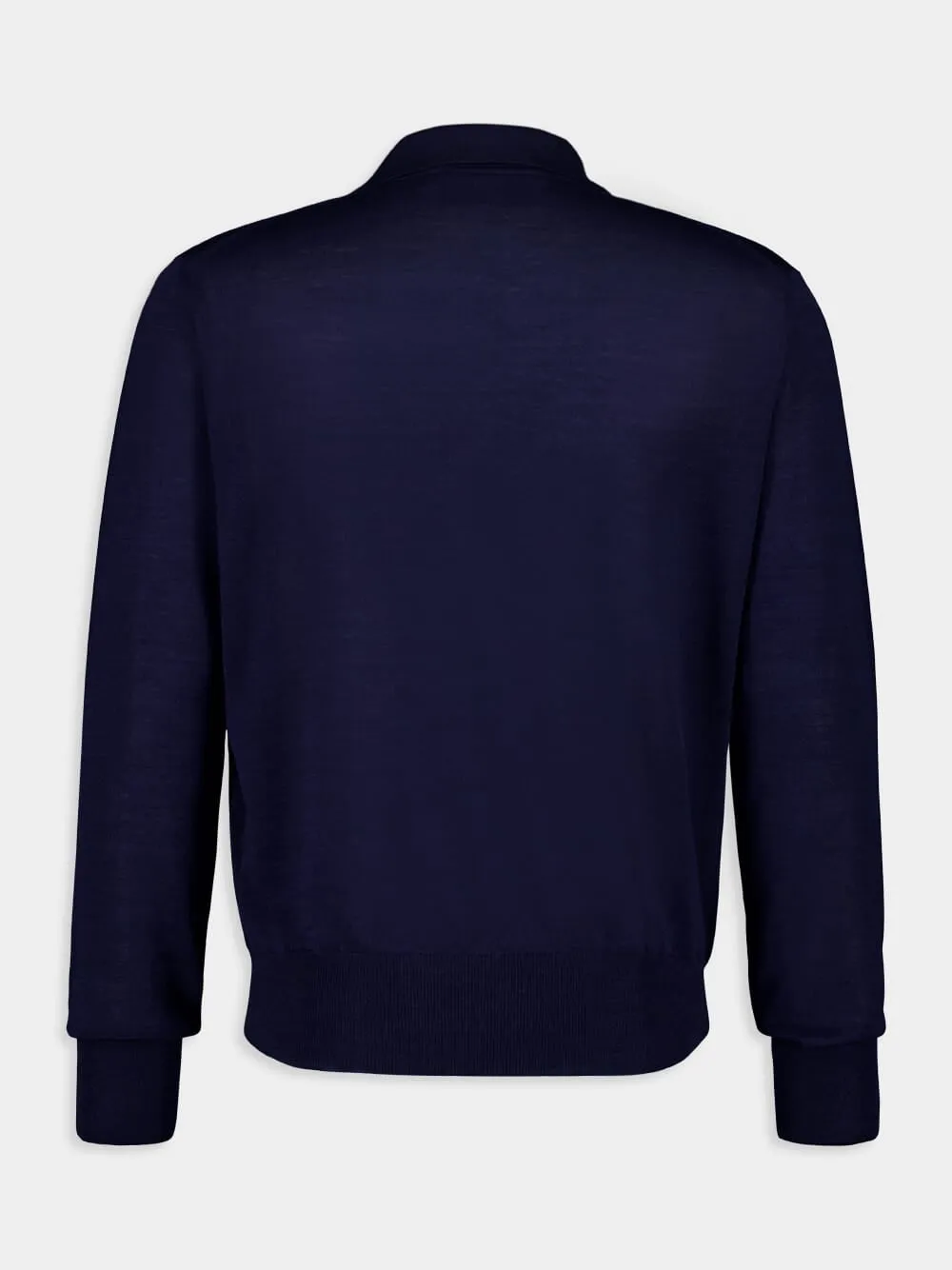 Navy Blue Long-Sleeve Wool Silk Polo sold by Fashion Clinic product image thumbnail 2