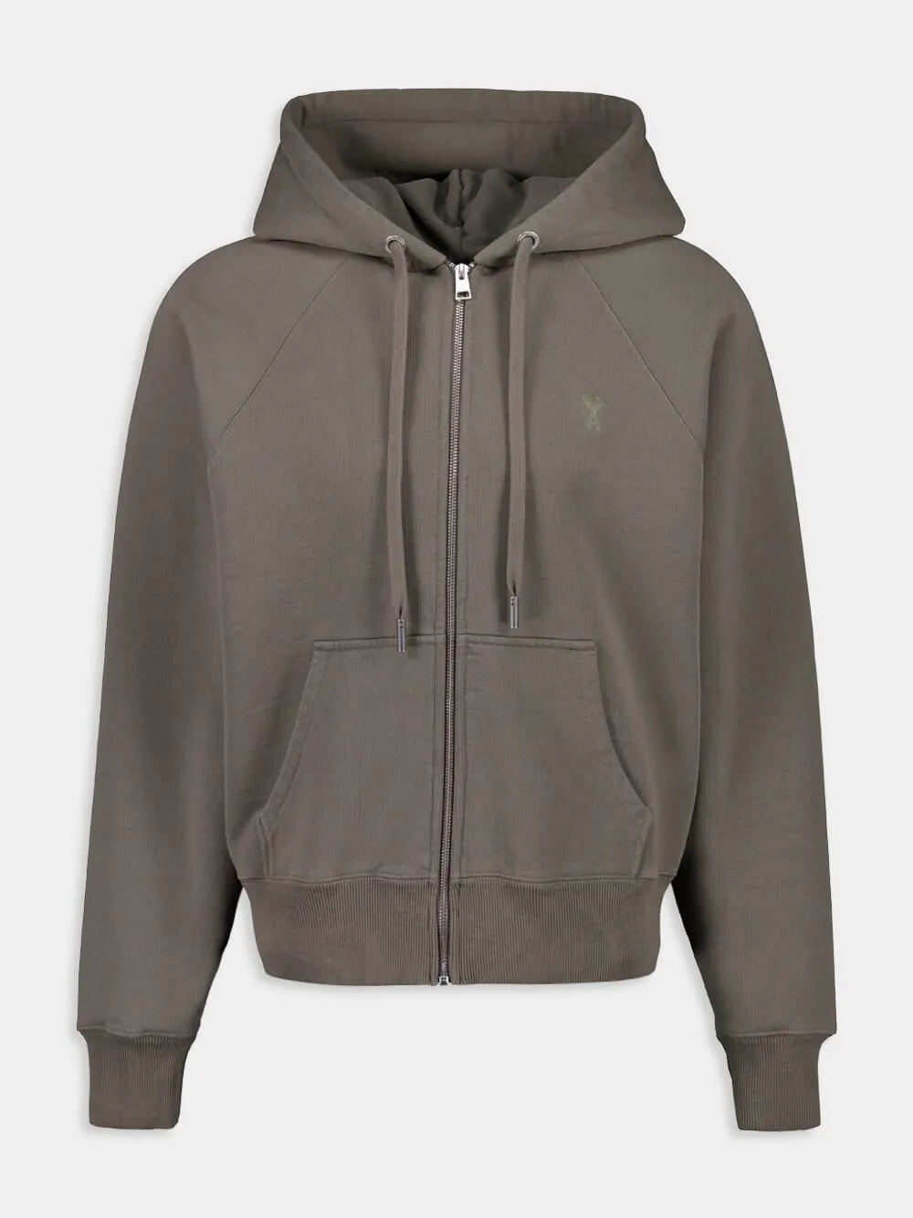 Grey Zip-Up Sweatshirt with Tonal Patch sold by Fashion Clinic