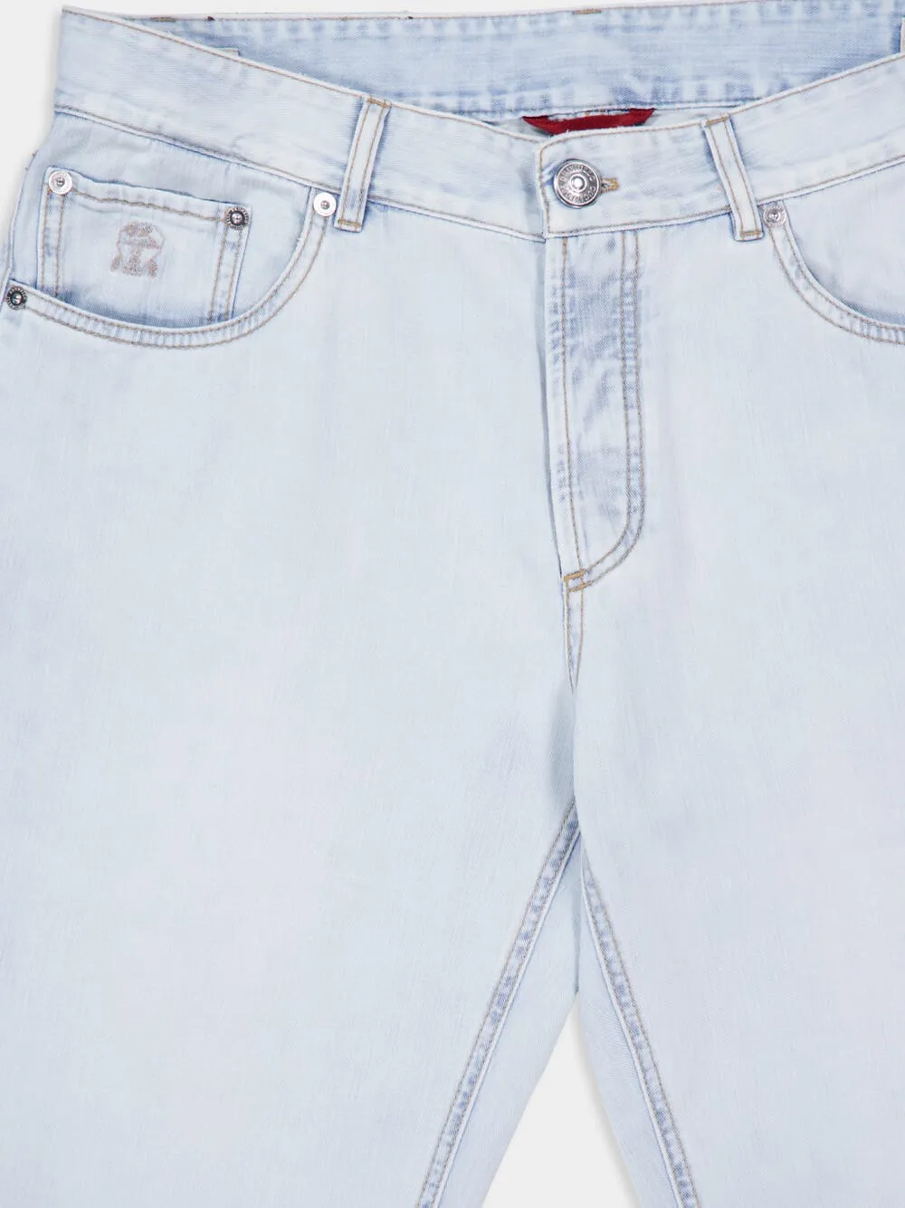 Light Blue Washed Cuffed-Hem Jeans sold by Fashion Clinic product image thumbnail 3