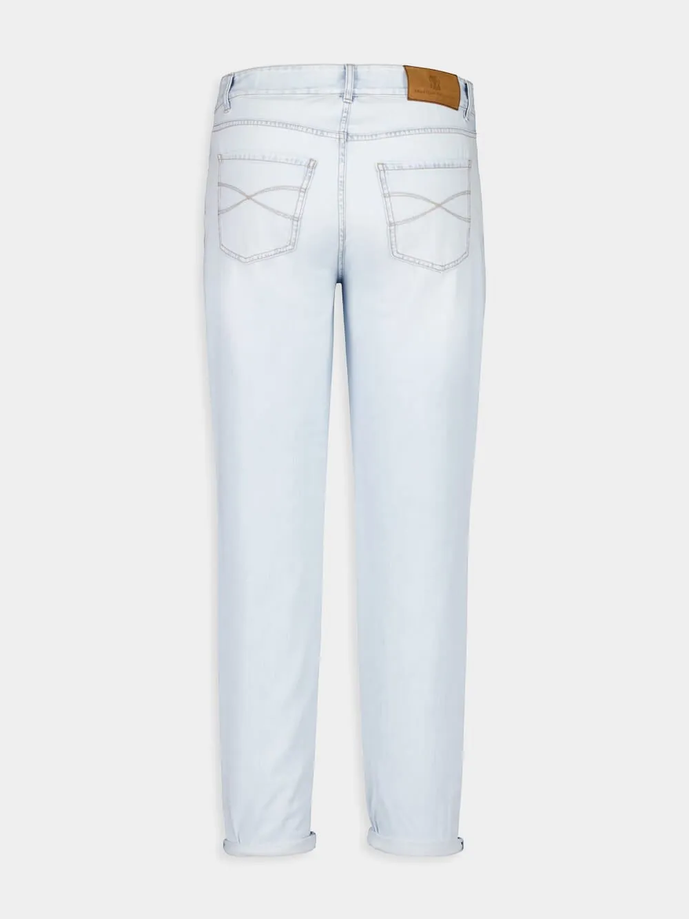 Light Blue Washed Cuffed-Hem Jeans sold by Fashion Clinic product image thumbnail 2