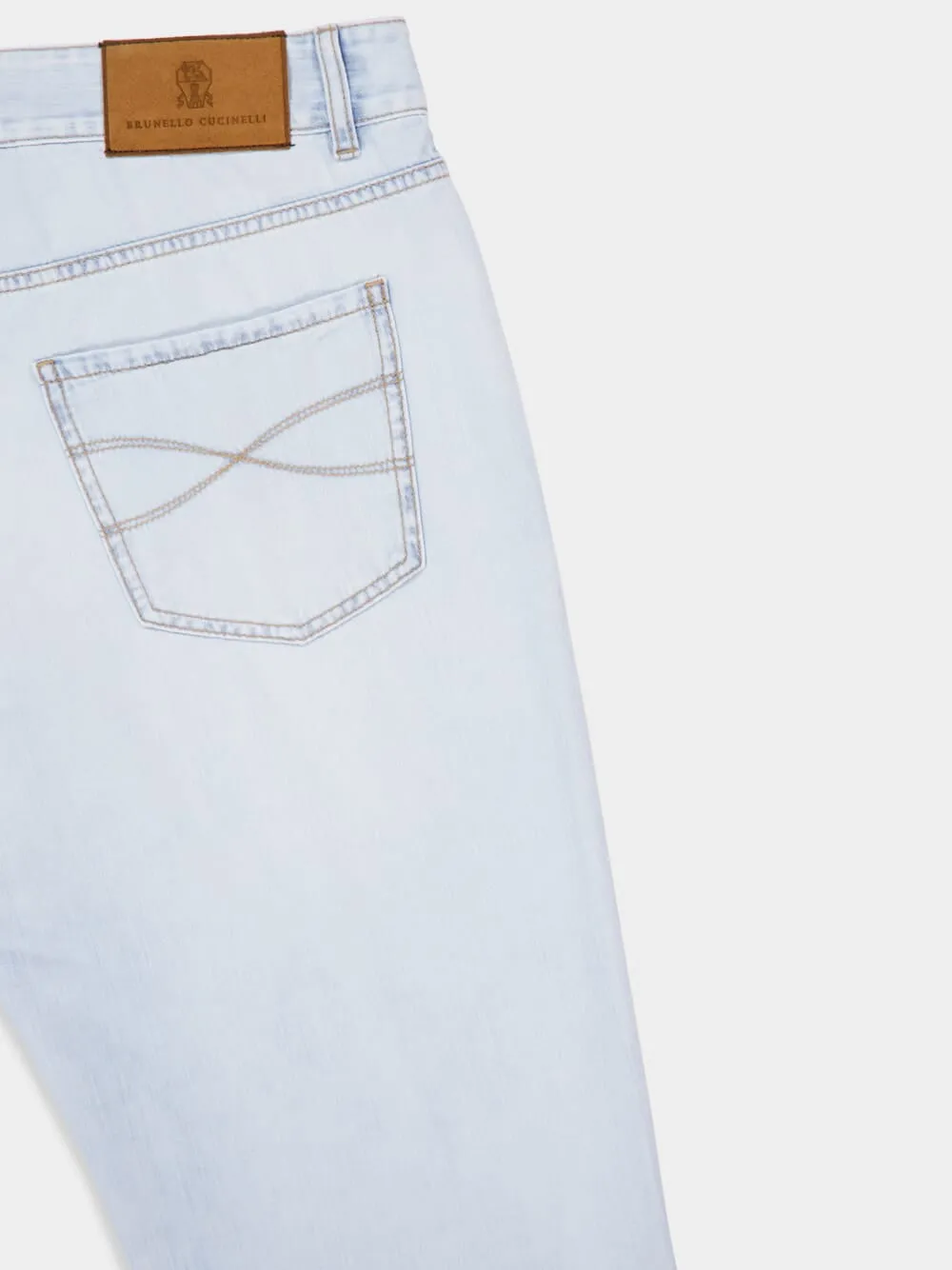 Light Blue Washed Cuffed-Hem Jeans sold by Fashion Clinic product image thumbnail 4