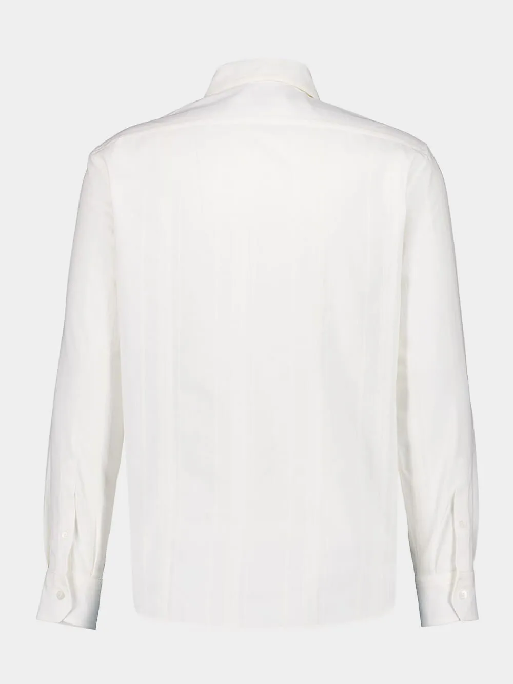 White Tone-on-Tone Jacquard Stripe Shirt with Chest Pockets sold by Fashion Clinic product image thumbnail 4