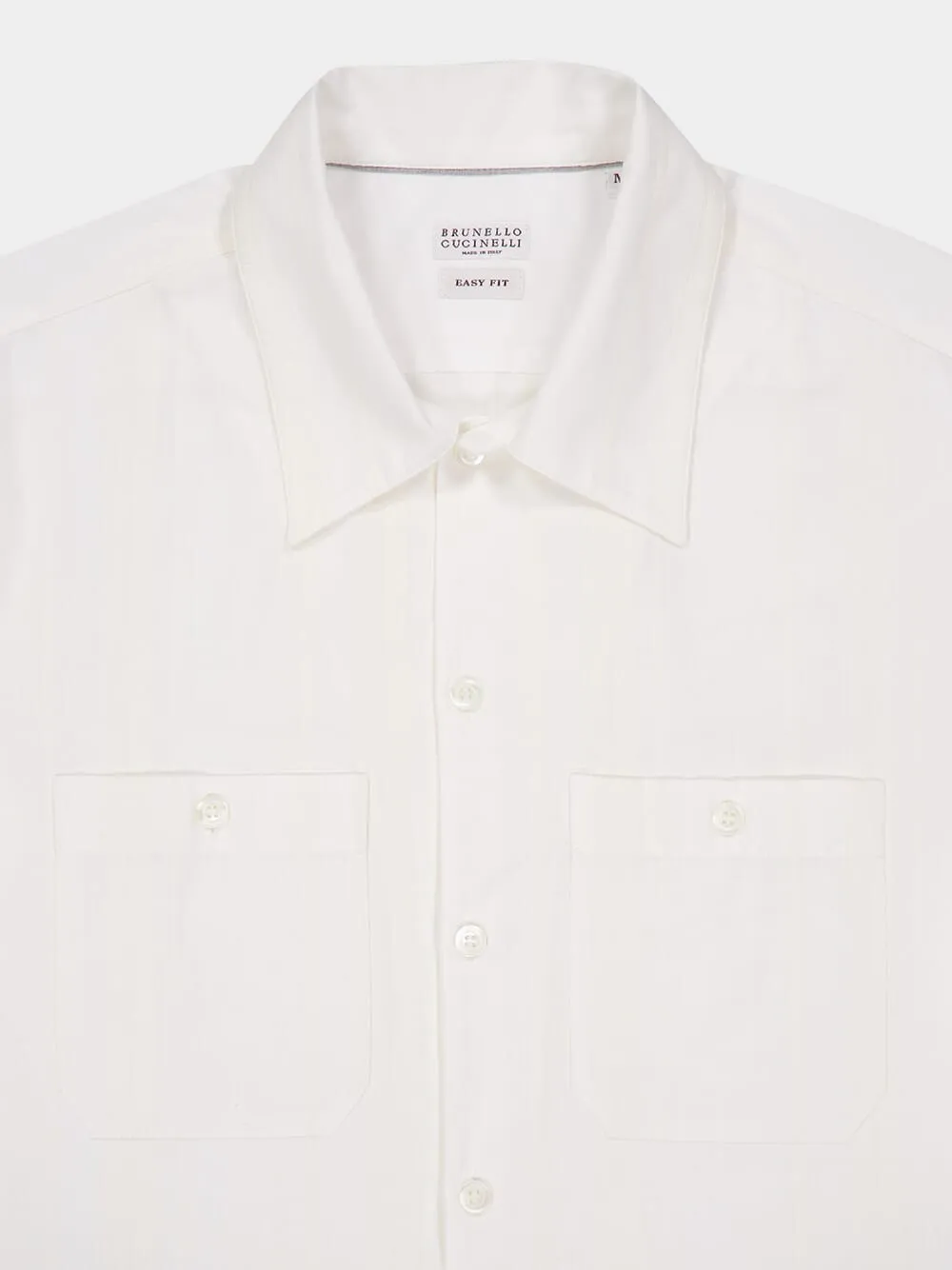 White Tone-on-Tone Jacquard Stripe Shirt with Chest Pockets sold by Fashion Clinic product image thumbnail 5