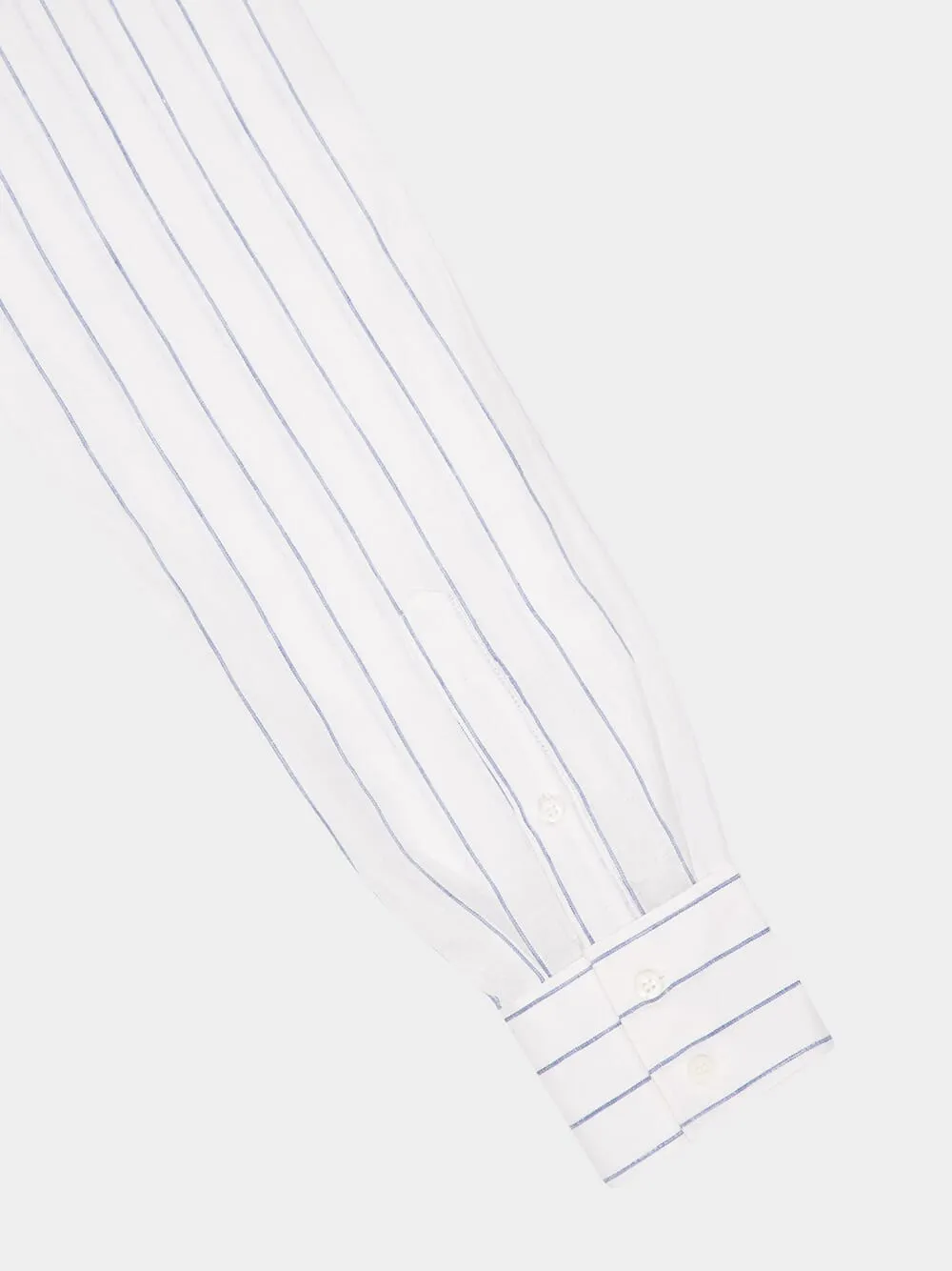 White Linen Striped Long-Sleeve Shirt sold by Fashion Clinic product image thumbnail 4