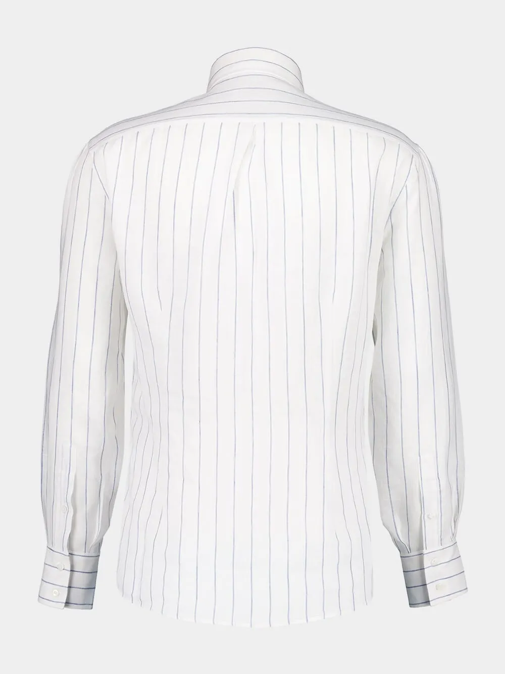 White Linen Striped Long-Sleeve Shirt sold by Fashion Clinic product image thumbnail 2