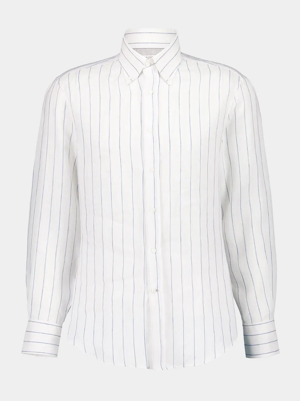 White Linen Striped Long-Sleeve Shirt sold by Fashion Clinic