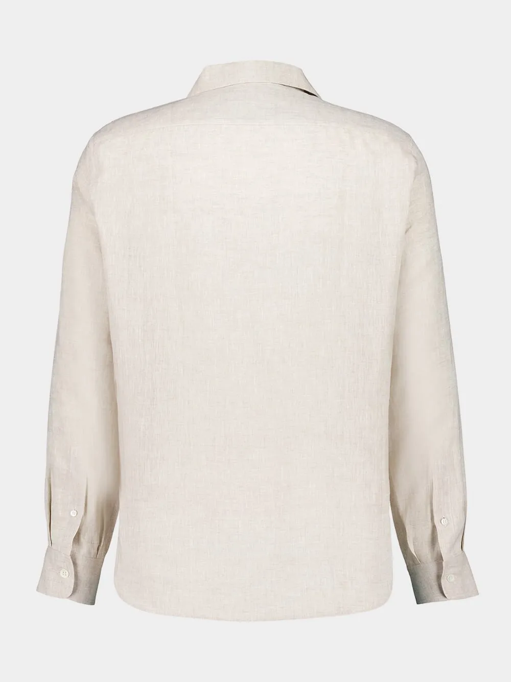 Beige Linen Easy Fit Shirt with Camp Collar sold by Fashion Clinic product image thumbnail 2