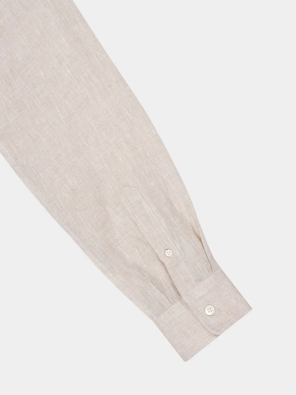 Beige Linen Easy Fit Shirt with Camp Collar sold by Fashion Clinic product image thumbnail 4