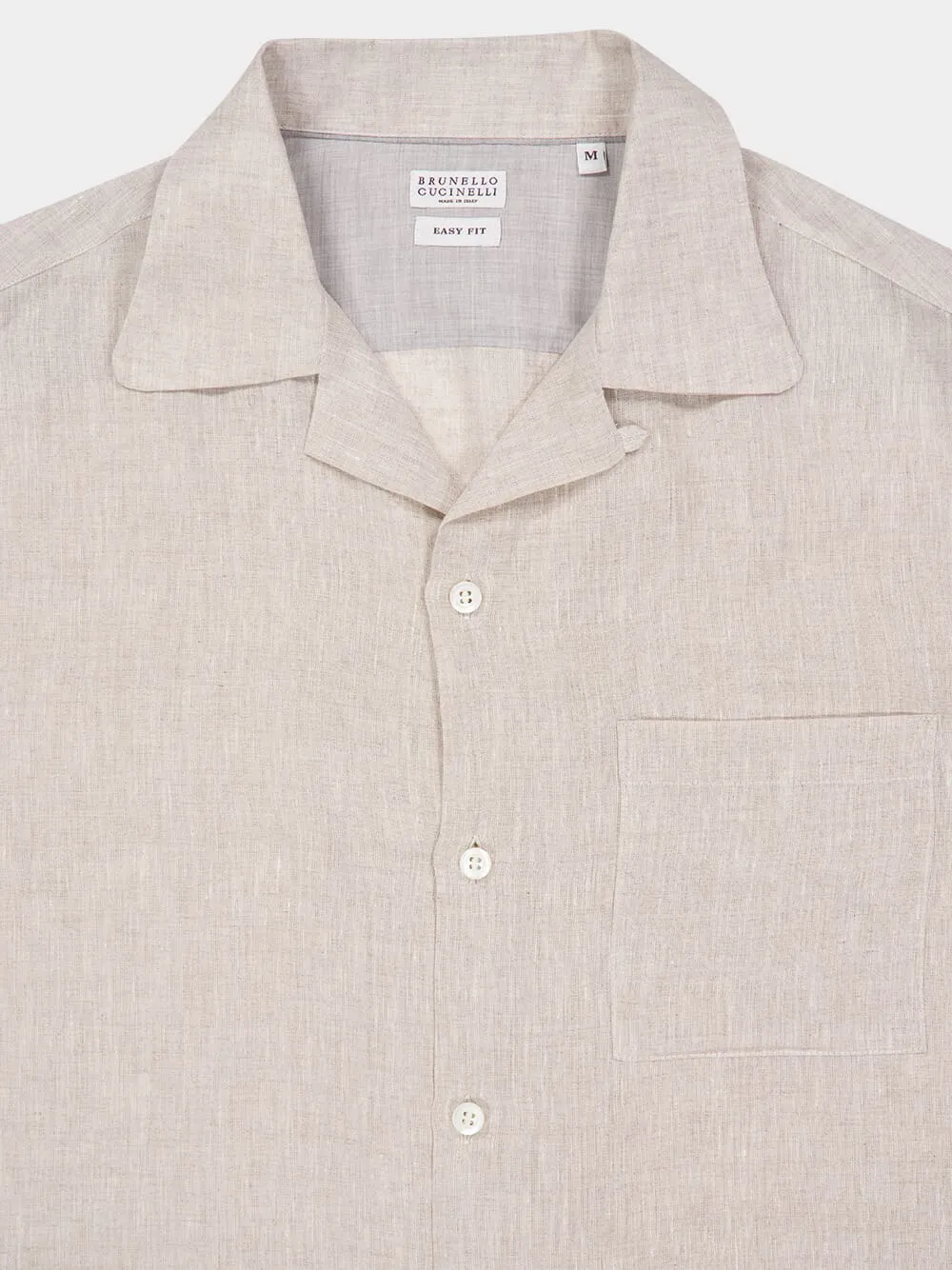 Beige Linen Easy Fit Shirt with Camp Collar sold by Fashion Clinic product image thumbnail 3