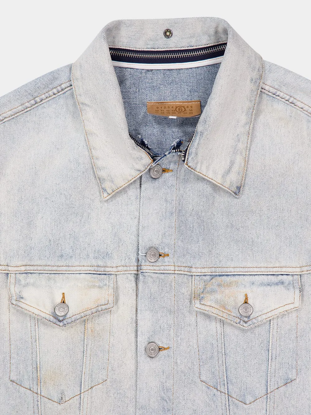 Light Blue Distressed Denim Jacket sold by Fashion Clinic product image thumbnail 3