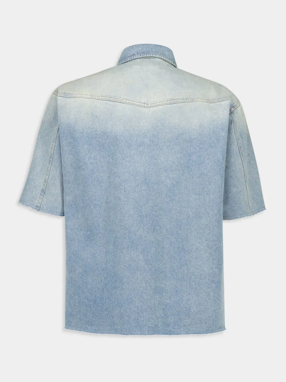 Light Blue Denim Short Sleeve Shirt sold by Fashion Clinic product image thumbnail 3