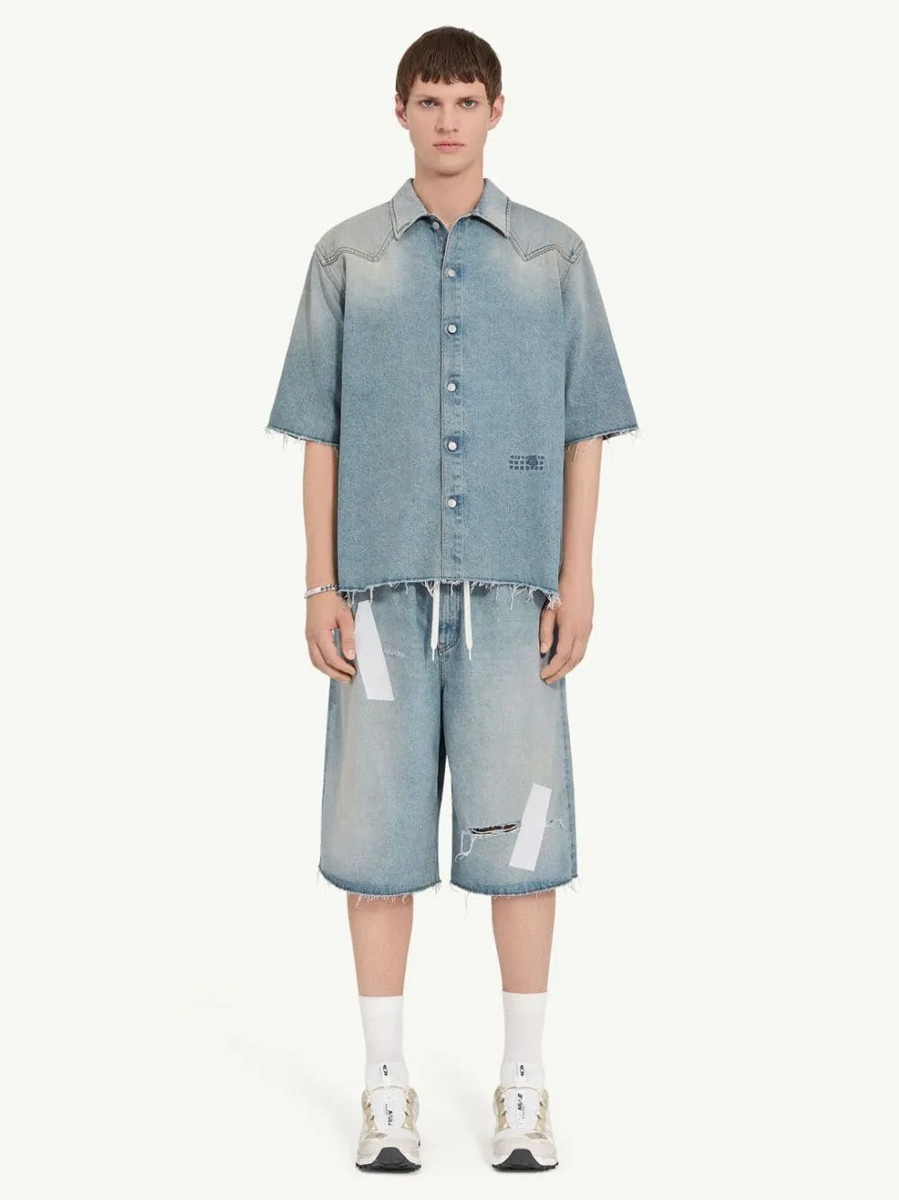 Light Blue Denim Short Sleeve Shirt sold by Fashion Clinic product image thumbnail 2