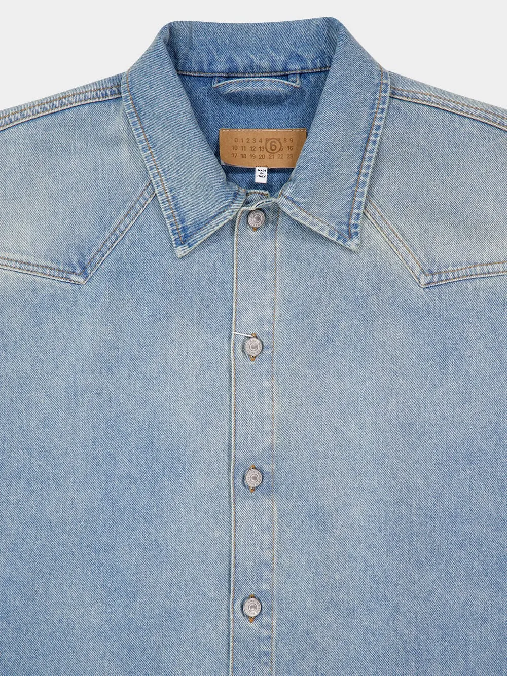 Light Blue Denim Short Sleeve Shirt sold by Fashion Clinic product image thumbnail 5