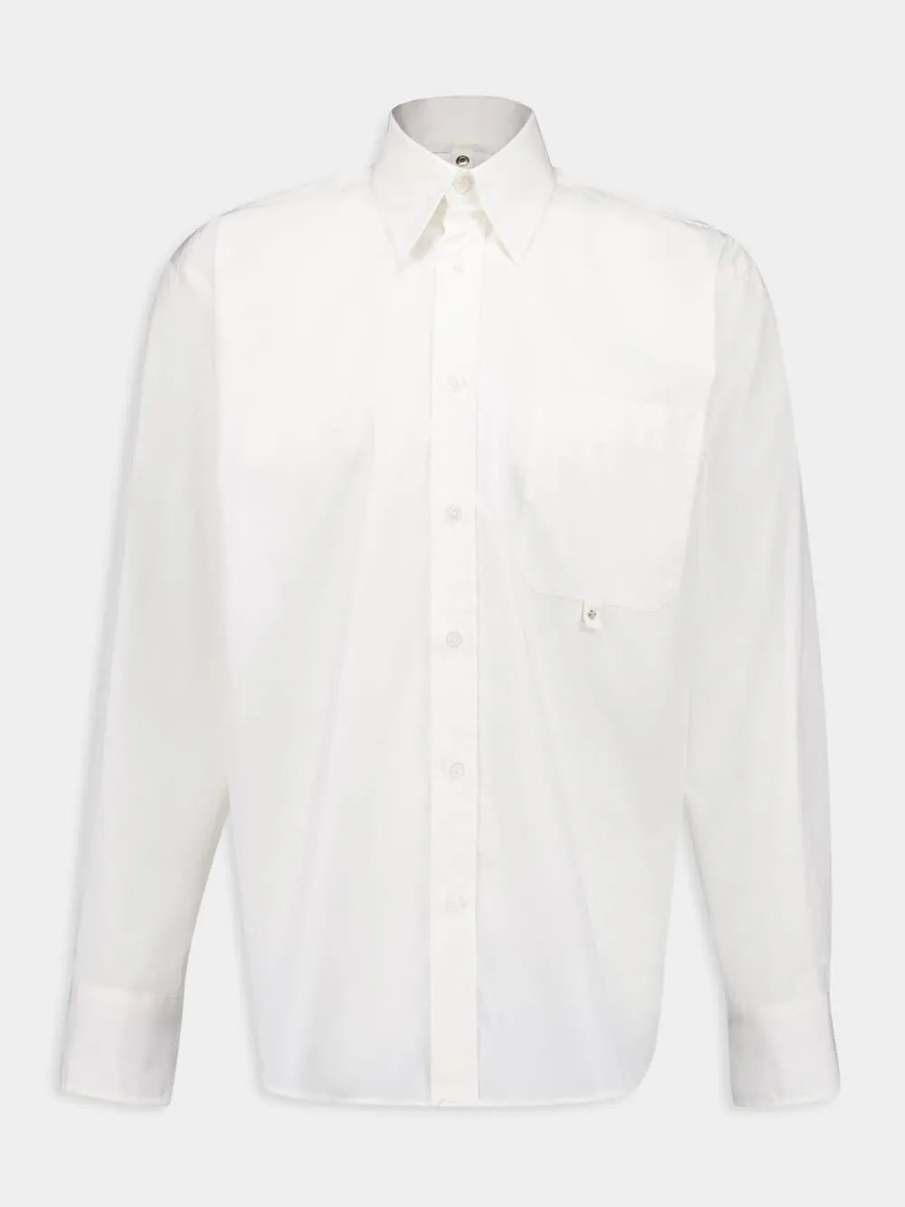 White Detachable-Collar Long Sleeve Shirt sold by Fashion Clinic