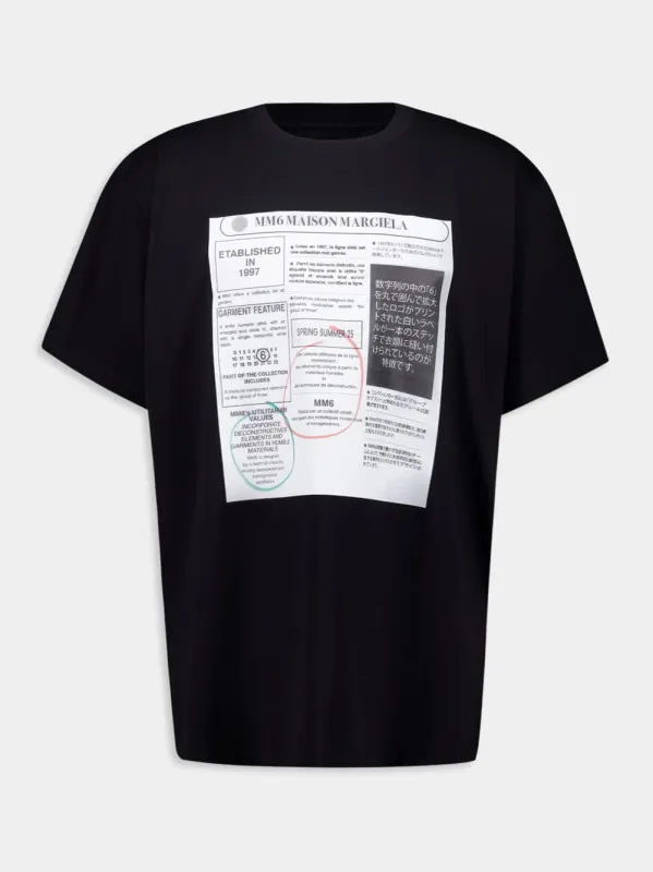 Black Newspaper Print T-Shirt sold by Fashion Clinic