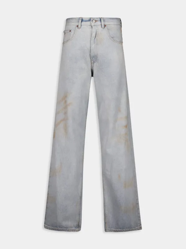 Light Blue Distressed Denim Jeans sold by Fashion Clinic
