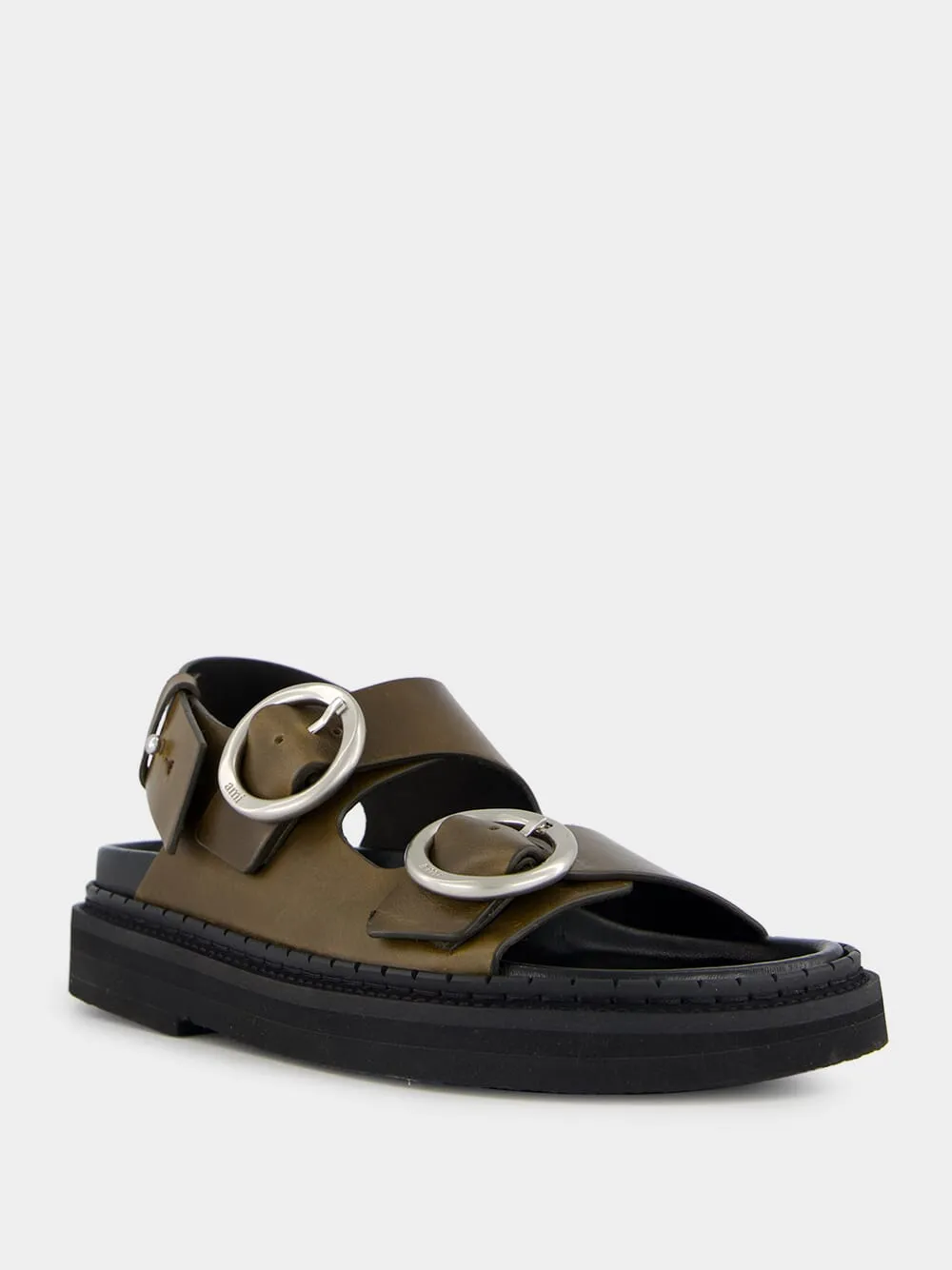 Black Olive Leather Fussbet Sandals sold by Fashion Clinic product image thumbnail 2