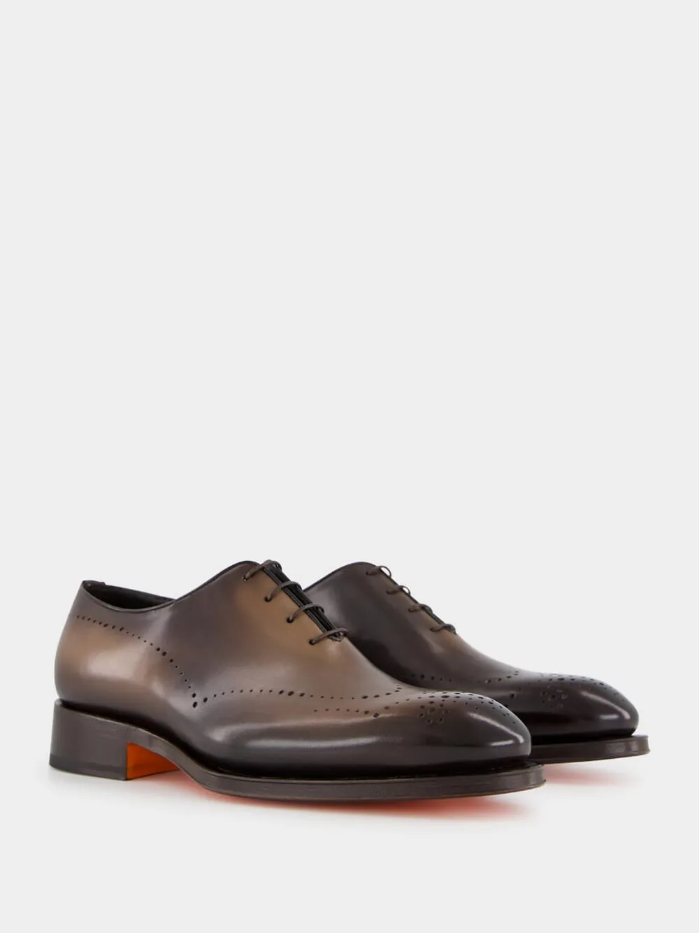 Dark Brown Leather Oxford Shoes with Brogue Detail sold by Fashion Clinic product image thumbnail 4