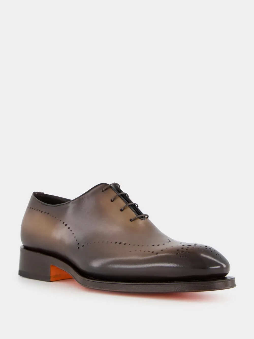 Dark Brown Leather Oxford Shoes with Brogue Detail sold by Fashion Clinic product image thumbnail 3
