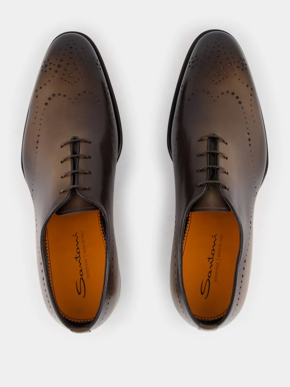 Dark Brown Leather Oxford Shoes with Brogue Detail sold by Fashion Clinic product image thumbnail 5