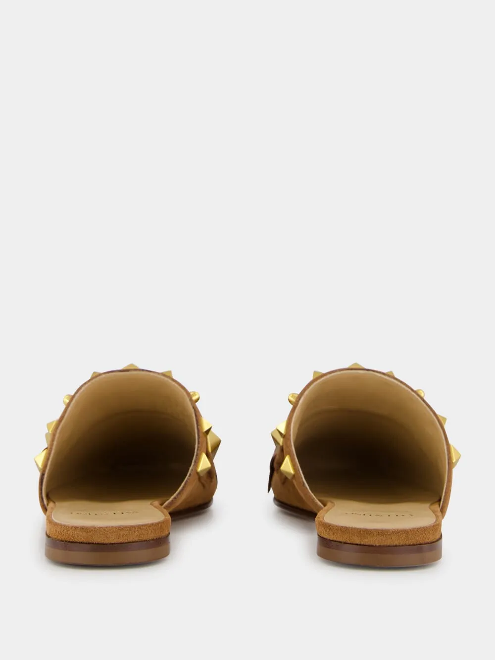 Copper Brown Suede Flat Slippers with Rockstuds sold by Fashion Clinic product image thumbnail 5