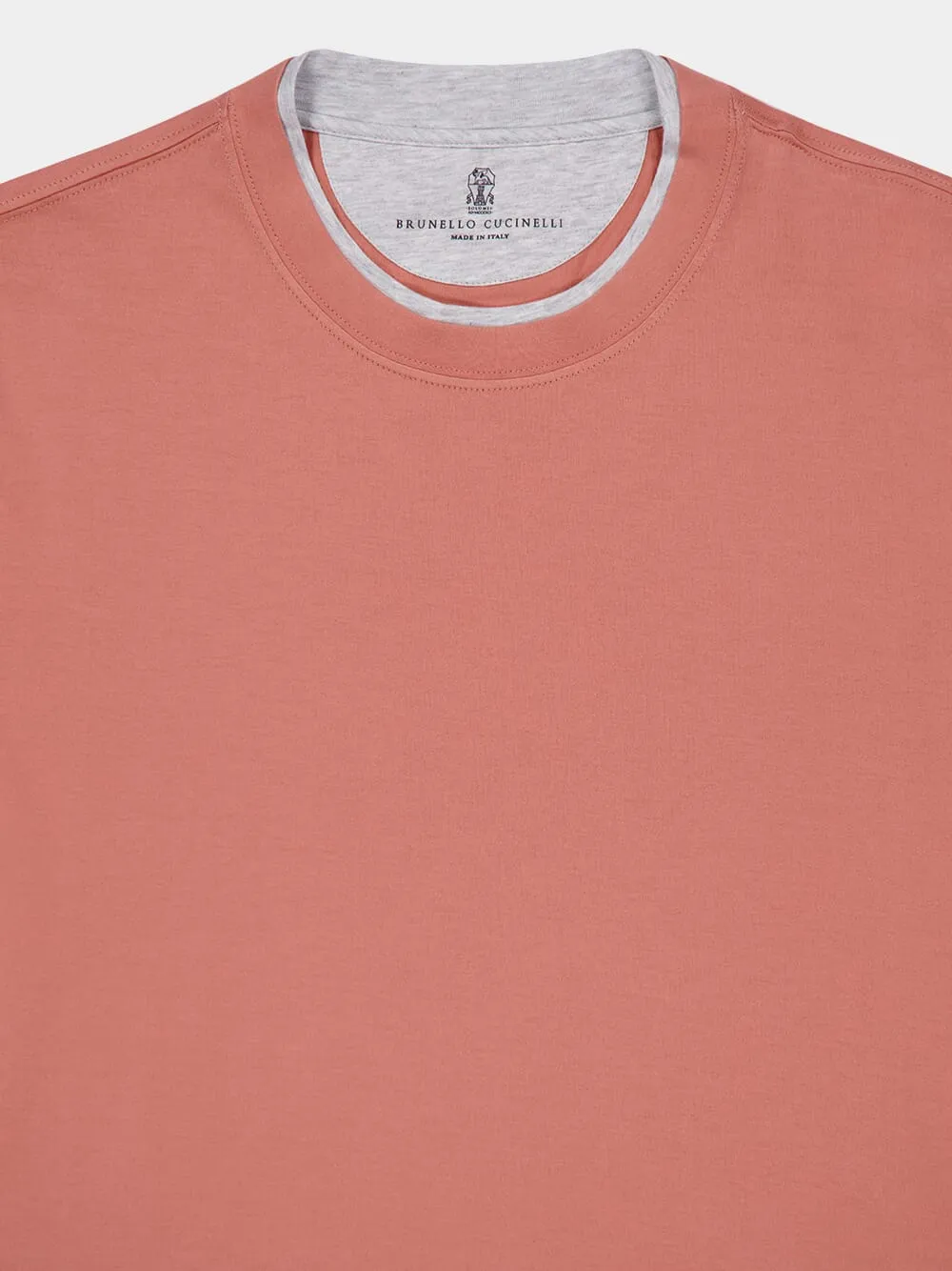 Grapefruit Faux-Layered Cotton Crew Neck T-Shirt sold by Fashion Clinic product image thumbnail 3