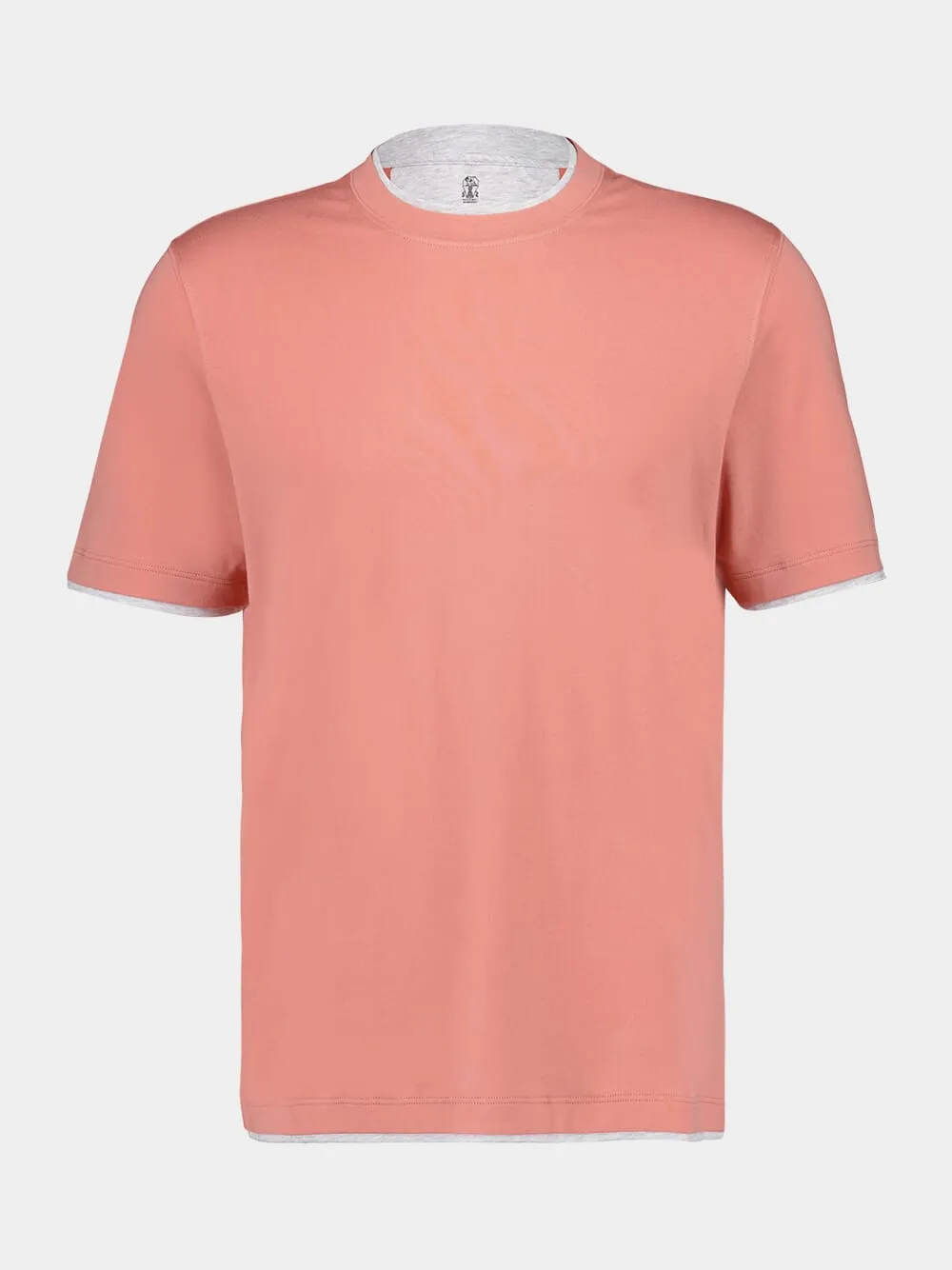 Grapefruit Faux-Layered Cotton Crew Neck T-Shirt sold by Fashion Clinic