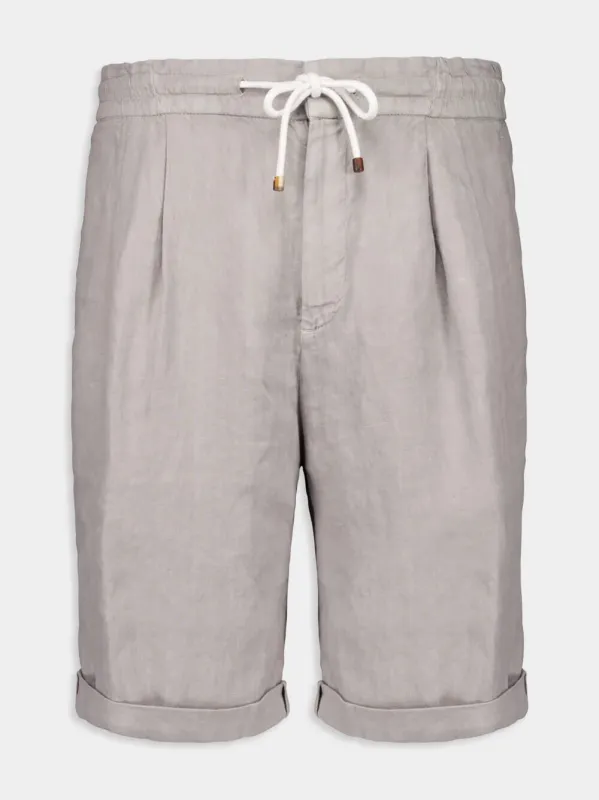 Light Grey Linen Gabardine Bermuda Shorts sold by Fashion Clinic
