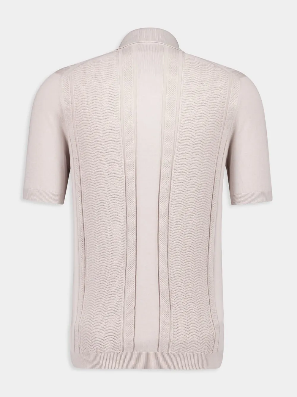 Beige Cotton Knit Polo with Jacquard Stripes sold by Fashion Clinic product image thumbnail 2