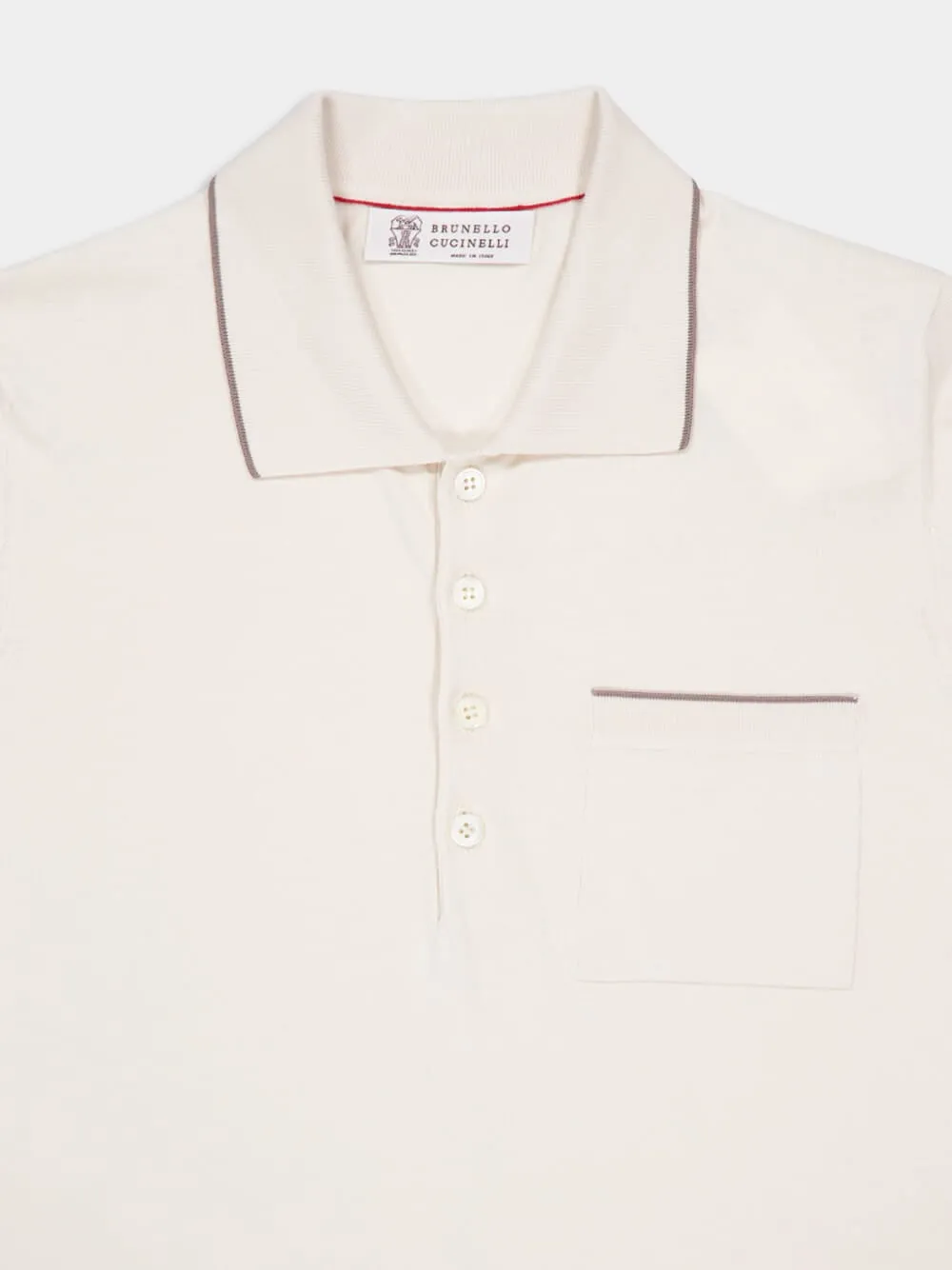 Off-White Short-Sleeved Cotton Polo Shirt sold by Fashion Clinic product image thumbnail 3