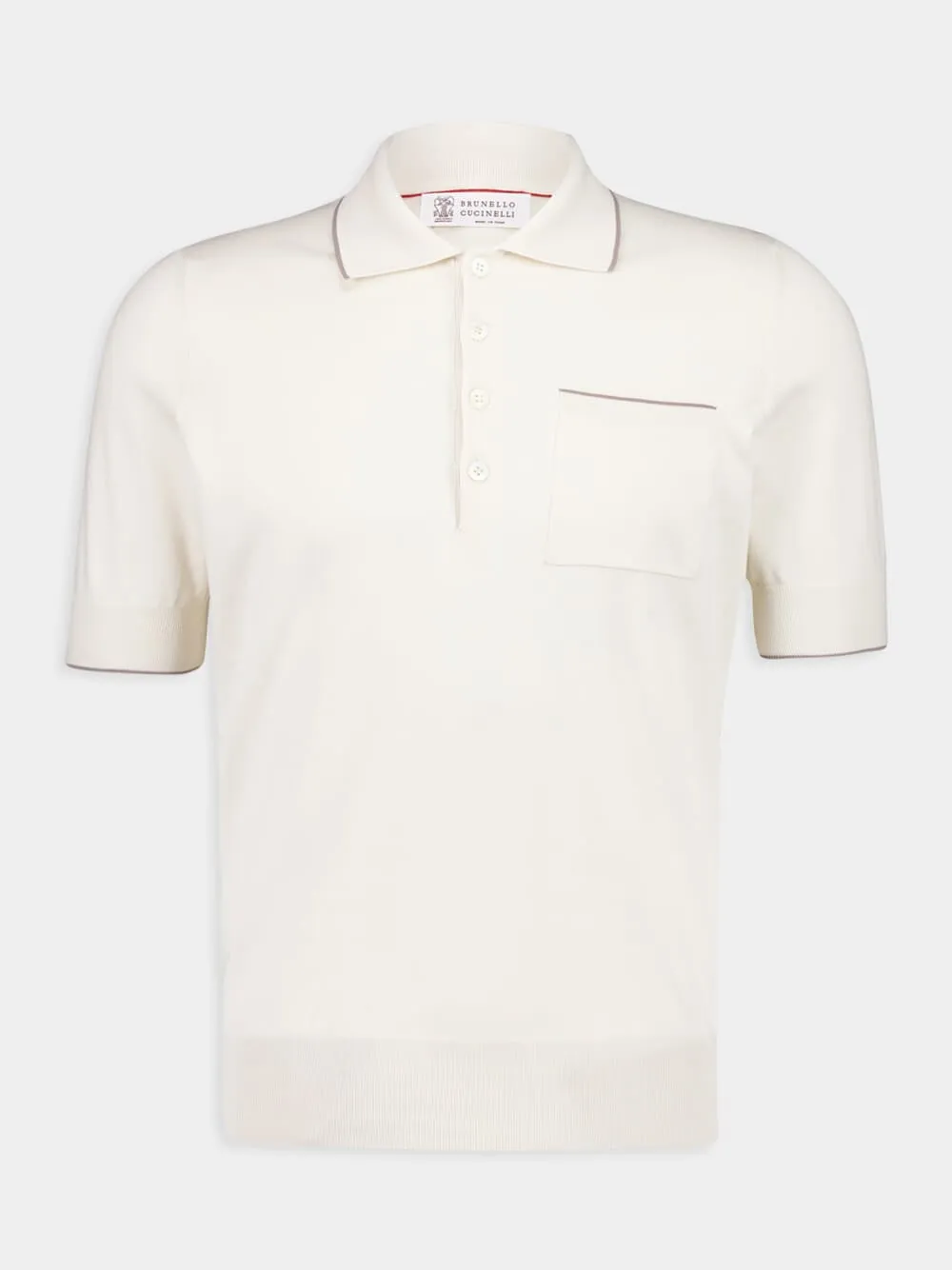 Off-White Short-Sleeved Cotton Polo Shirt sold by Fashion Clinic