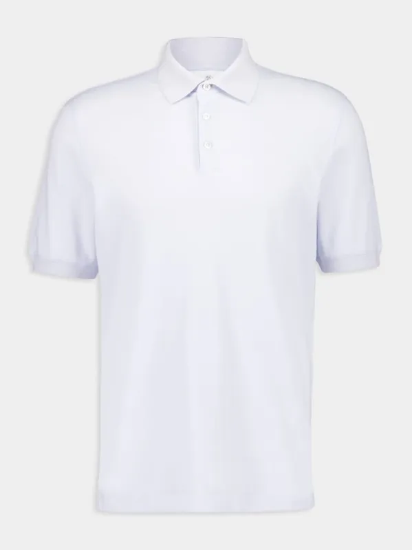Light Blue Short-Sleeved Cotton Polo Shirt sold by Fashion Clinic
