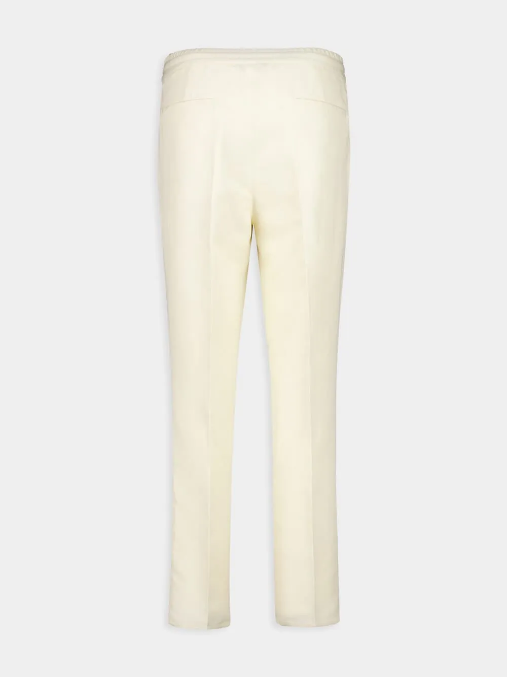 Cream Linen-Cotton Drawstring Pants sold by Fashion Clinic product image thumbnail 2