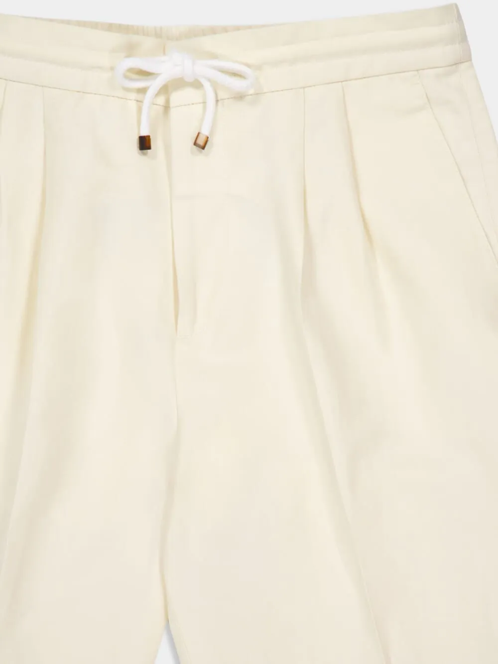 Cream Linen-Cotton Drawstring Pants sold by Fashion Clinic product image thumbnail 3